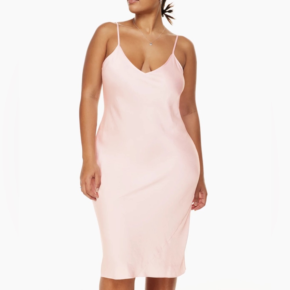 Aritzia Wilfred only slip midi dress in light pink